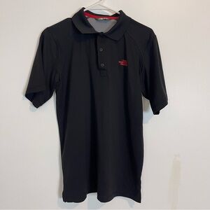 North Face Button Polo Shirt Black Red TNF Logo Men’s short sleeve SZ S collar